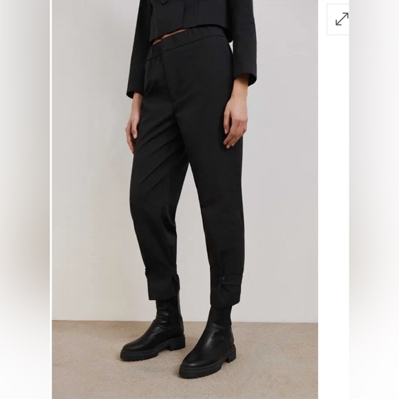 BA&SH Valmy cropped cotton tapered pants black charcoal medium US6 - Picture 5 of 10